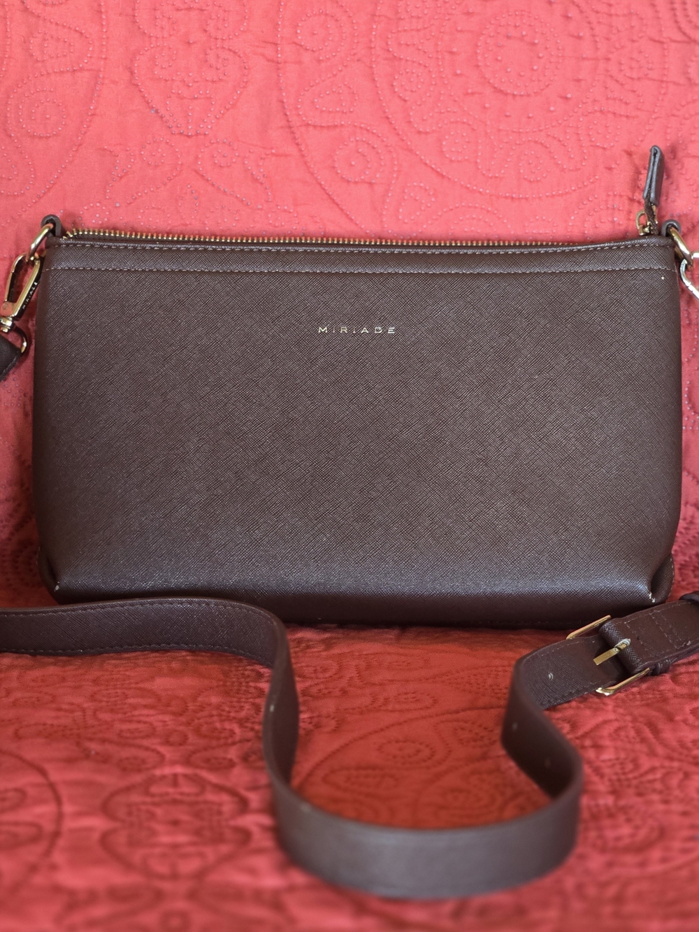 Mirabe Brown Leather Crossbody Bag